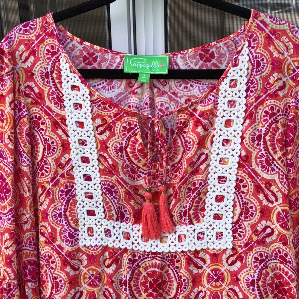 NWOT - PAPPAGALLO 100% Viscose Boho Top - Picture 3 of 8